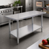 Thumbnail image #2 for Omcan Standard Series 60-Inch x 24-Inch Flat-Top Stainless Steel Work Table with Undershelf