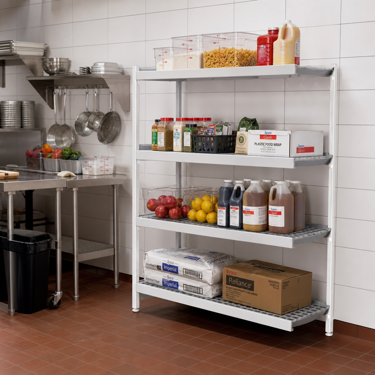 Product image #2 for Fermostock 4R38C66-E 4-Tier Add-On Polymer Shelving Expansion Kit, 66 in. H x 38 in. W x 22 in. D