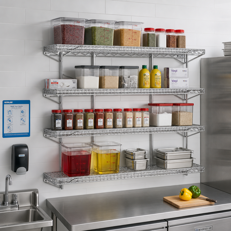 Product image #2 for Eagle Group QuadTruss 5-Tier Piggyback Wall-Mounted Wire Shelf Kit, 36 x 18 Inch, Chrome Finish
