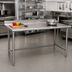 Thumbnail image #2 for Advance Tabco Premium Series Stainless Steel Open Base Work Table, 84 x 36 Inches, 1-1/2 Inch Rear Splash