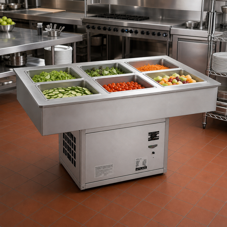 Product image #2 for Atlas Metal WCMD-C-X-6 6-Pan Deep Refrigerated Drop-In Cold Food Well (Remote Refrigeration)