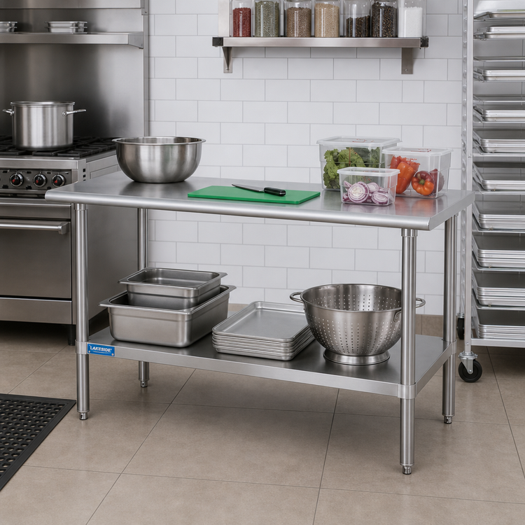 Product image #2 for 60 Inch x 14 Inch Stainless Steel Work Table with Adjustable Undershelf