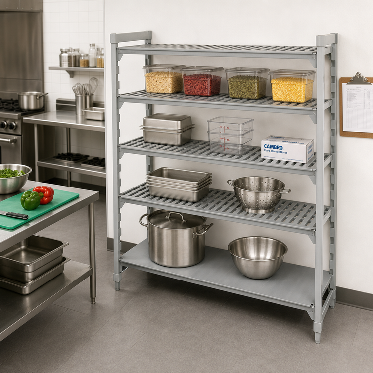 Product image #3 for Cambro Camshelving Premium 4-Shelf Vented and Solid Add-On Polymer Shelving Unit, 18 x 72 x 72 Inches
