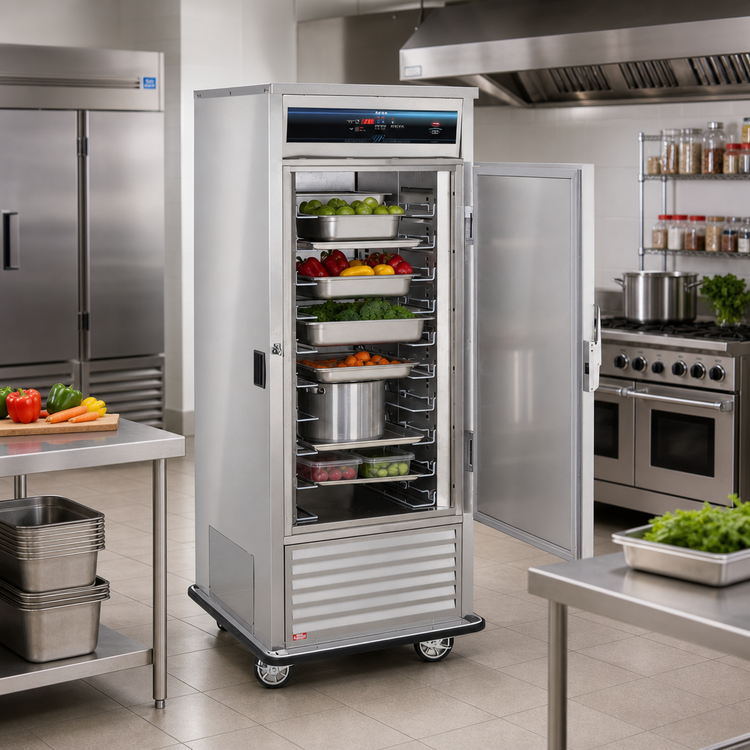 Product image #2 for Mobile Convertible Refrigerator/Freezer Cabinet, 1 Section, Stainless Steel, 10 Adjustable Tray Slide Pairs