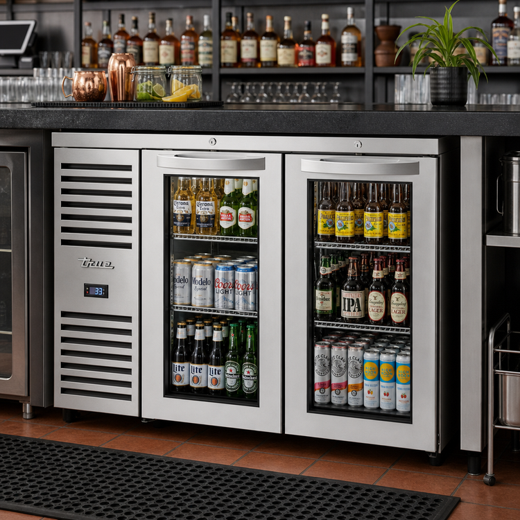 Product image #2 for True Premier Bar 48-Inch Two-Section Refrigerated Back Bar Cooler with Locking Glass Doors