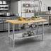 Thumbnail image #2 for Eagle Group 60-Inch x 30-Inch Hardwood Top Work Table with Open Galvanized Base and Undershelf