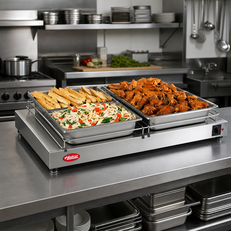 Product image #2 for Hatco Glo-Ray 24-Inch W x 9-3/4-Inch D Free-Standing Heated Shelf with Adjustable Thermostat and Stainless Steel Top