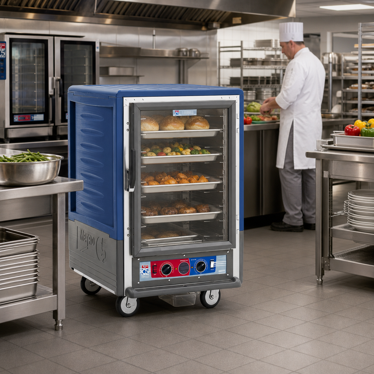 Product image #2 for Metro C5 3 Series Mobile Half-Height Heated Holding & Proofing Cabinet with Clear Polycarbonate Door, Blue Insulation Armour
