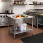 Thumbnail image #2 for Eagle Group Budget Series UT2430B 30" x 24" 430 Stainless Steel Work Table with Rear Up-Turn and Adjustable Galvanized Undershelf