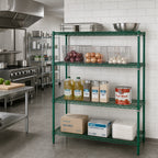Thumbnail image #3 for Metro Super Erecta N366K3 Stationary Starter Wire Shelving Unit, 60"W x 18"D x 63"H, 4 Shelves, Green Epoxy-Coated