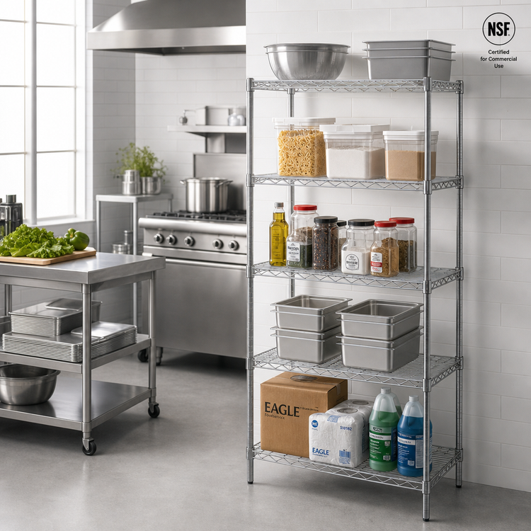 Product image #2 for EagleGard 5-Tier Add-On Wire Shelving Unit, 24 x 24 x 74 Inches, Hybrid Epoxy Finish