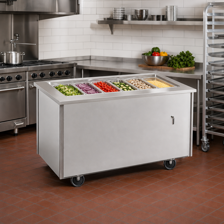 Product image #2 for Randell IC-6 Mobile Modular Ice-Cooled Cold Food Table, 6-Pan, Enclosed Base