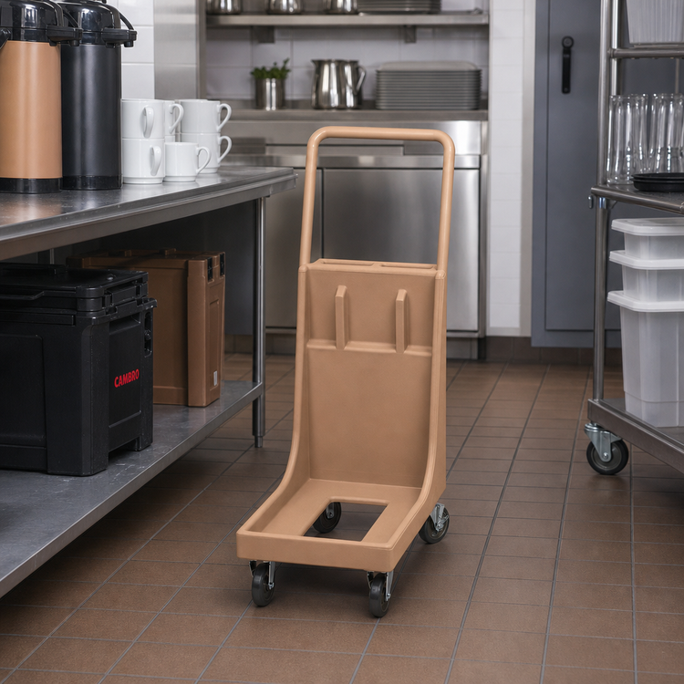 Product image #3 for Cambro Camdolly® Open-Frame Beverage Server and Carrier Dolly with Handle, 350 lb Capacity, Coffee Beige