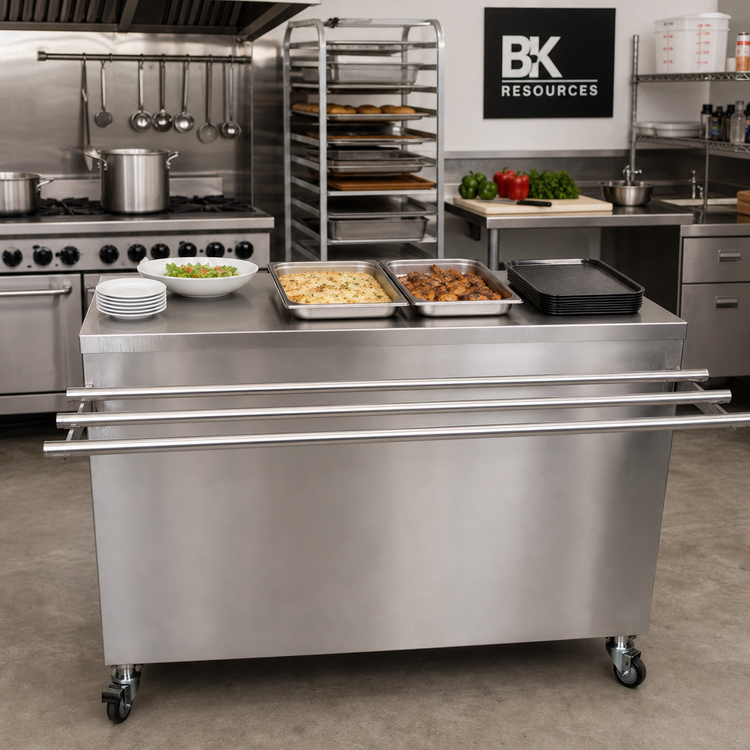 Product image #2 for BK Resources 72-Inch Stainless Steel Serving Counter with Hinged Door and Drop Shelf