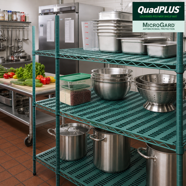 Product image #2 for QuadPLUS Louvered Polymer Shelf Mat, 42 x 21 Inches, Green, with MICROGARD Antimicrobial Protection
