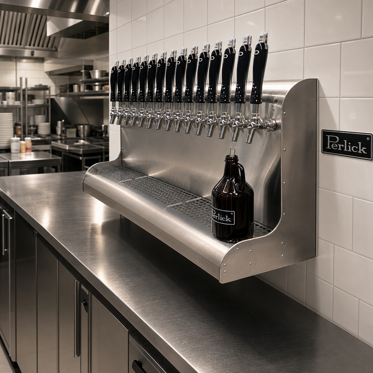 Product image #2 for Perlick 14-Faucet Wall-Mount Glycol-Cooled Modular Draft Beer Dispensing Tower, Bottom Lead-Out