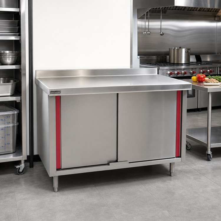 Product image #2 for Spec-Master Marine Series Stainless Steel Enclosed Work Table, Cabinet Base with Hinged Doors, 72 x 30 Inches