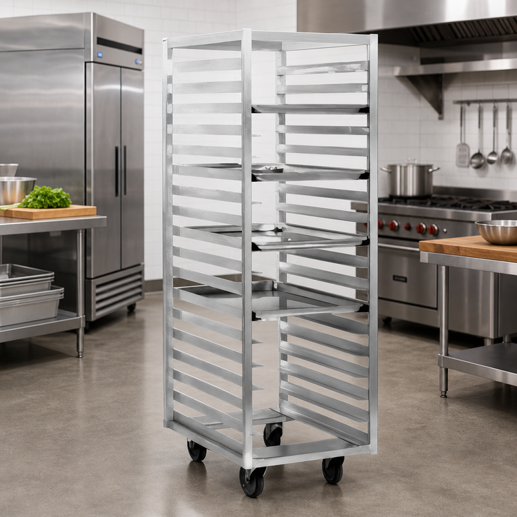 Product image #2 for Panco Open Frame Aluminum Roll-In Refrigerator Rack for 24 18" x 26" Trays