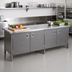 Thumbnail image #2 for John Boos Enclosed Work Table with Hinged Doors, 144W x 30D, 14-Gauge 300 Series Stainless Steel Top