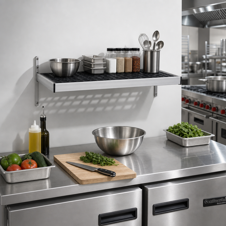 Product image #2 for Fermod Vented Wall-Mounted Shelf Unit, 31 Inch Wide x 18 Inch Deep, Anodized Aluminum