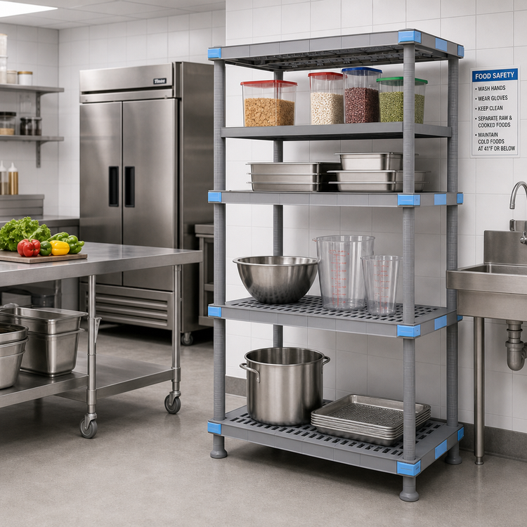 Product image #2 for Millenia 4-Shelf Stationary Polymer Starter Shelving Unit, 60W x 24D x 74H, Gray