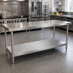 Thumbnail image #2 for John Boos SLS1260 Stainless Steel Work Table Undershelf, 16 Gauge, 144"W x 60"D, for SBO Frame