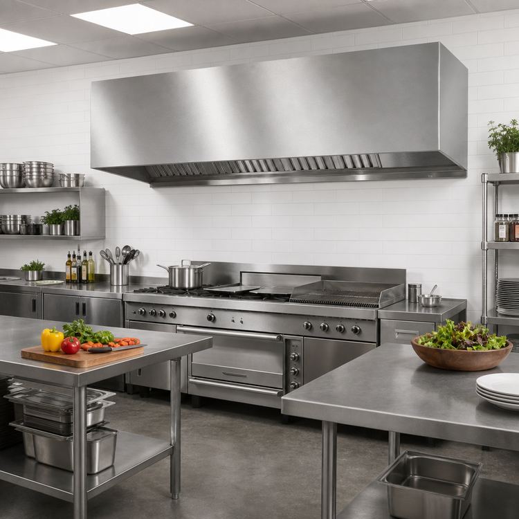 Product image #2 for SpecAir HEIA96-108 Wall Type Make-Up Air Exhaust Hood - 108"W x 51"D