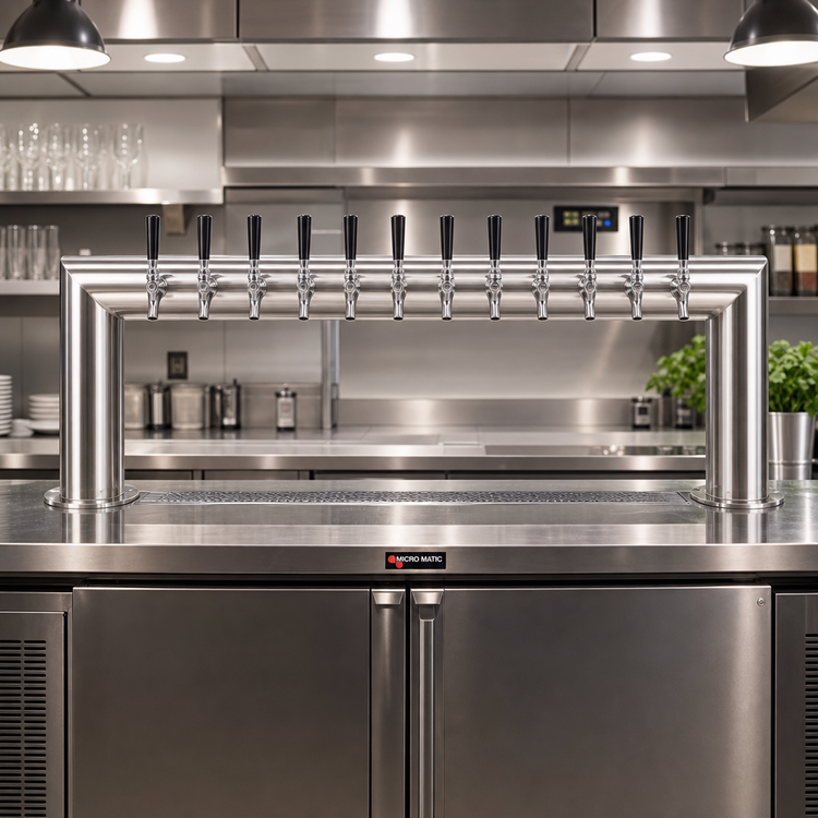 Product image #2 for 47-Inch Countertop 2-Column Glycol-Cooled Pass-Thru Draft Beer Tower with 12 Faucets