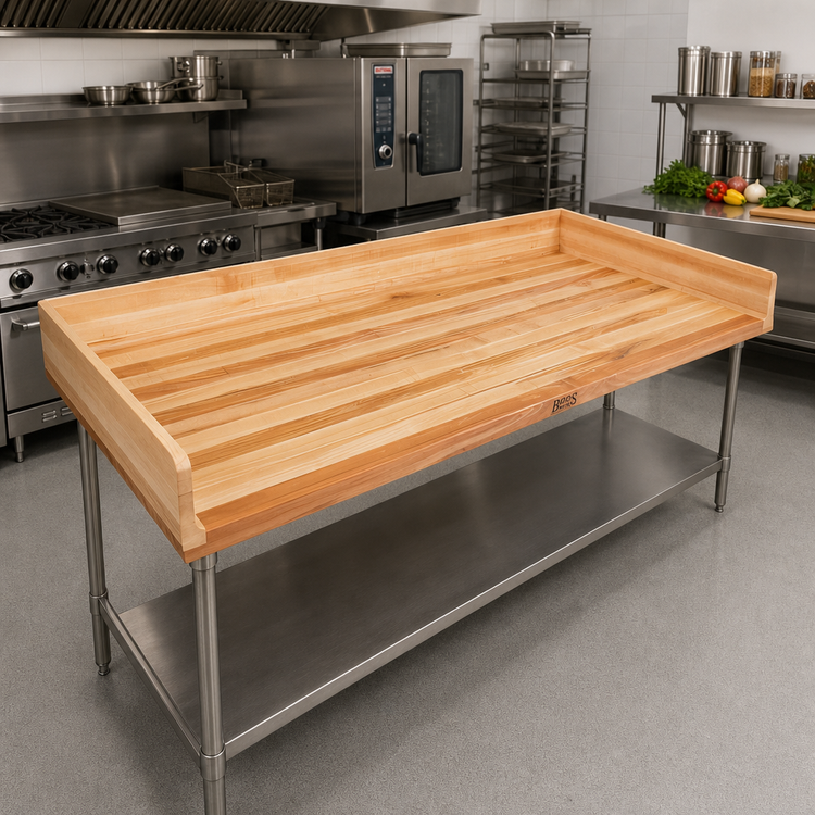 Product image #2 for John Boos 96-Inch x 30-Inch Laminated Northern Hard Rock Maple Work Table Top with 4-Inch Coved Backsplash