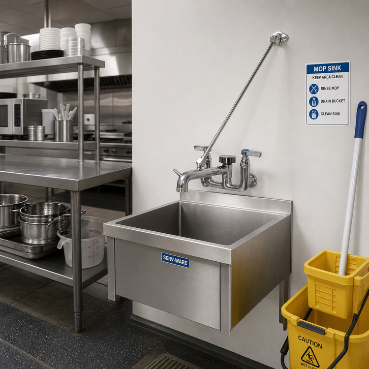 Product image #2 for Serv-Ware Wall-Mount Mop Sink Service Faucet with Vacuum Breaker Spout and Pail Hook