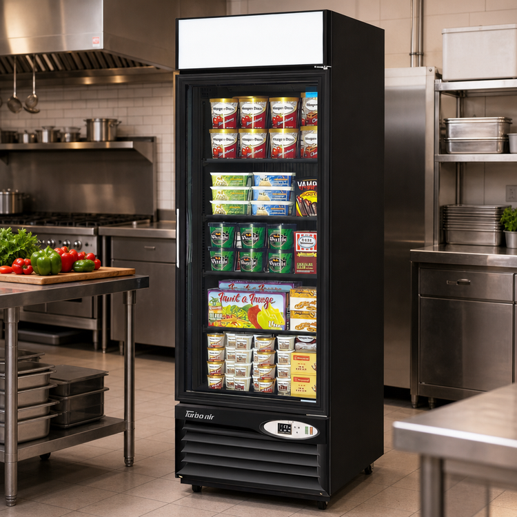 Product image #2 for Turbo Air 27-Inch Single-Section Glass Door Merchandiser Freezer, 17.7 Cu. Ft., Bottom-Mount, Black