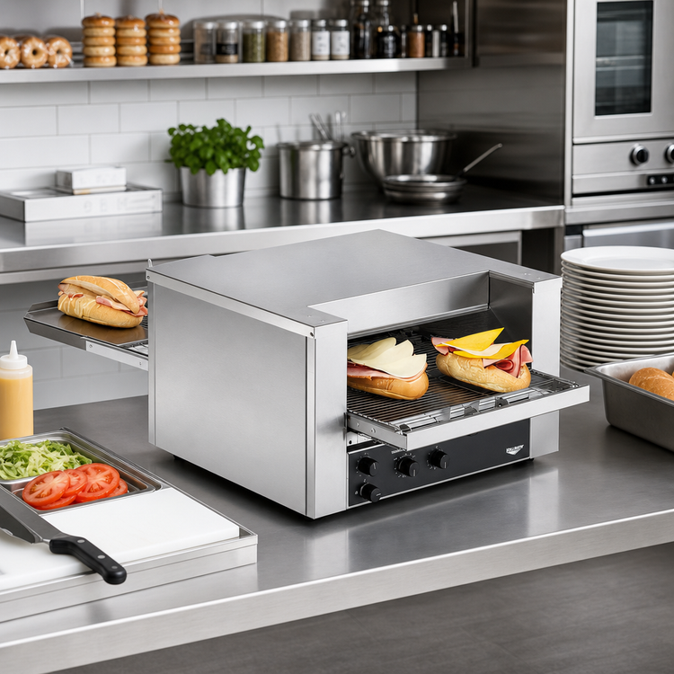 Product image #2 for Vollrath 14.5-Inch Wide Countertop Conveyor Sandwich Oven, 220V, Quartz Heating Elements