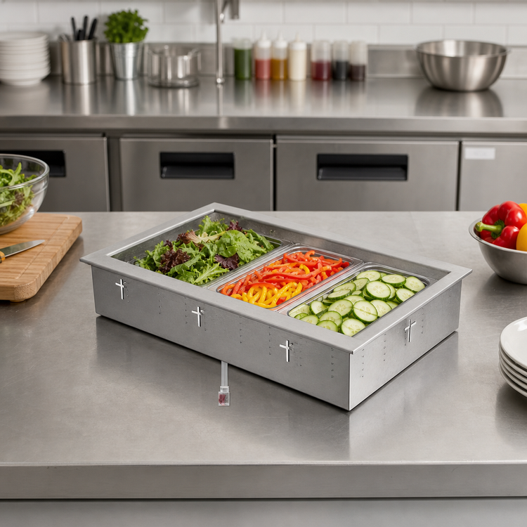 Product image #2 for Vollrath Short-Sided Non-Refrigerated 3-Pan Drop-In Cold Pan