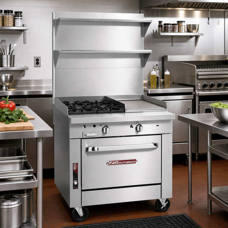 Product image #2 for Southbend Platinum 36-Inch Heavy Duty Modular Commercial Gas Range with 4 Open Burners and 12-Inch Griddle