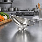 Thumbnail image #2 for American Metalcraft GB1000 10 oz Stainless Steel Gravy Boat with Flat Loop Handle, Tapered Spout and Gadroon Base Case of 36