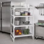 Thumbnail image #3 for Cambro Camshelving® Premium CPU243684V4PKG 4-Tier Vented Stationary Polymer Shelving Starter Unit, 24 x 36 x 84 Inch, Speckled Gray