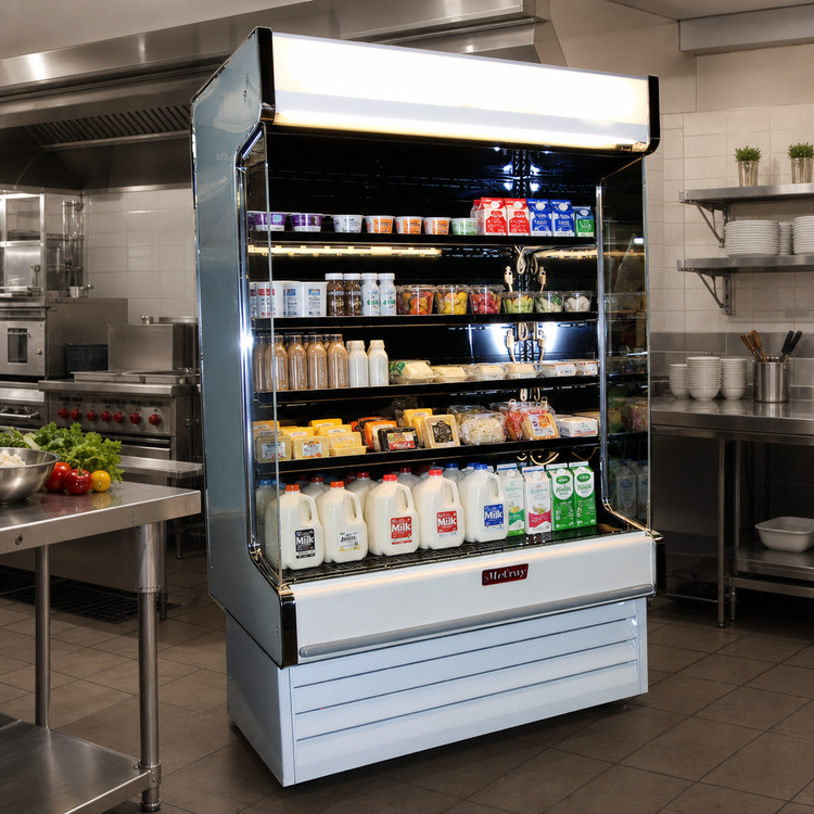 Product image #2 for Howard-McCray 35E Series Black Dairy Open Merchandiser, 63" W, Self-Contained Refrigeration, LED-Lit Shelves