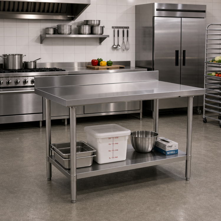 Product image #2 for Mixrite 72-Inch Stainless Steel Work Table with 4-Inch Backsplash and Adjustable Undershelf
