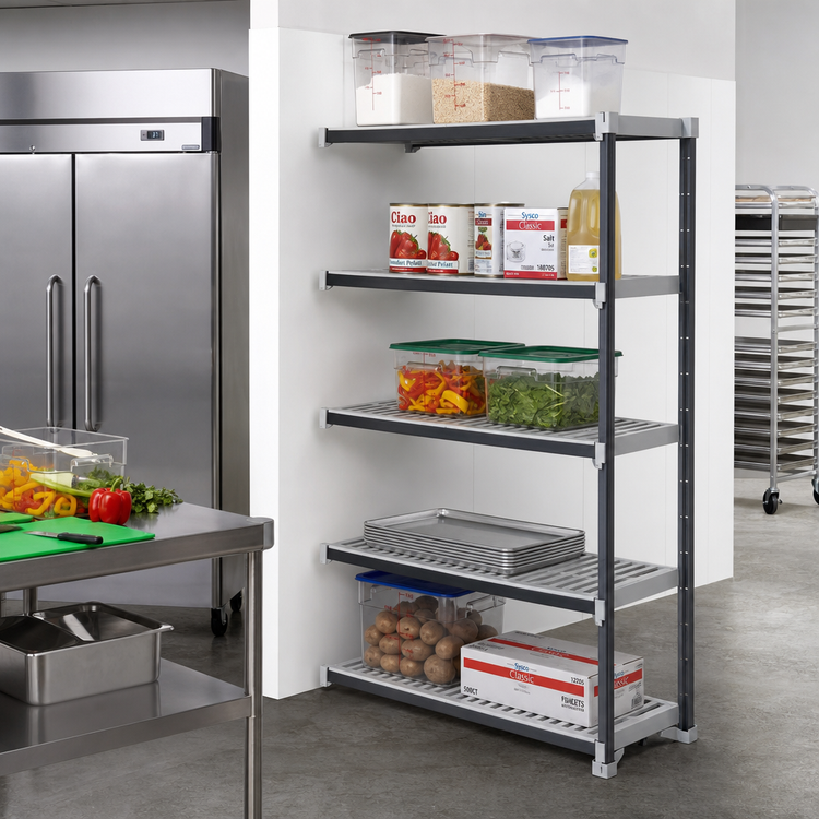 Product image #2 for Cambro Camshelving Elements XTRA 5-Tier Vented Stationary Add-On Polymer Shelving Unit, 21 x 30 x 72 Inches