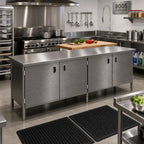 Thumbnail image #2 for John Boos EBHS6-30144 Enclosed Base Stainless Steel Work Table with Hinged Doors, 144 x 30 in, 16-Gauge 300-Series Flat Top