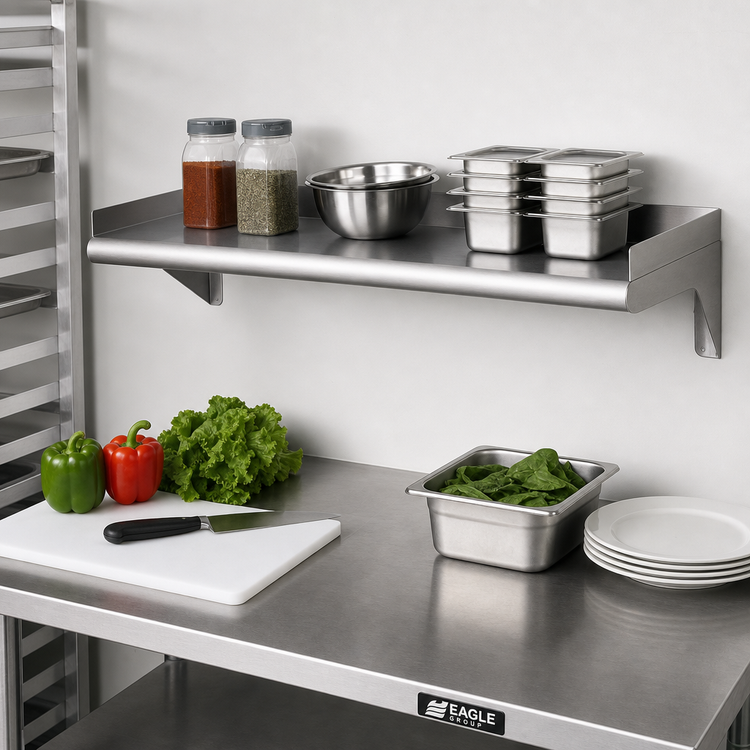 Product image #2 for Eagle Group 36-Inch x 10-Inch Wall-Mounted Stainless Steel Shelf