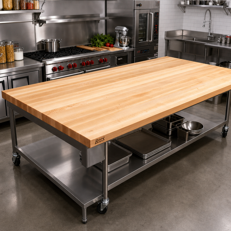 Product image #2 for John Boos Boos Block 96-Inch x 30-Inch x 2-1/4-Inch Edge Grain Maple Kitchen Countertop, Varnique Finish