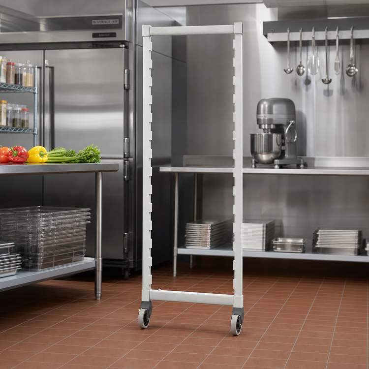 Product image #2 for Cambro Camshelving Premium Series Mobile Post Kit with Rigid Casters, 18 x 35-1/4 Inches, Speckled Gray