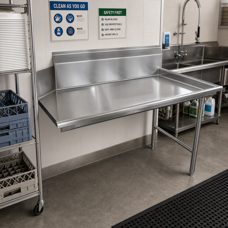 Product image #2 for Advance Tabco Straight Clean Dish Table, Right-Side Mount, 71 x 30 Inches, 10-1/2 Inch Backsplash