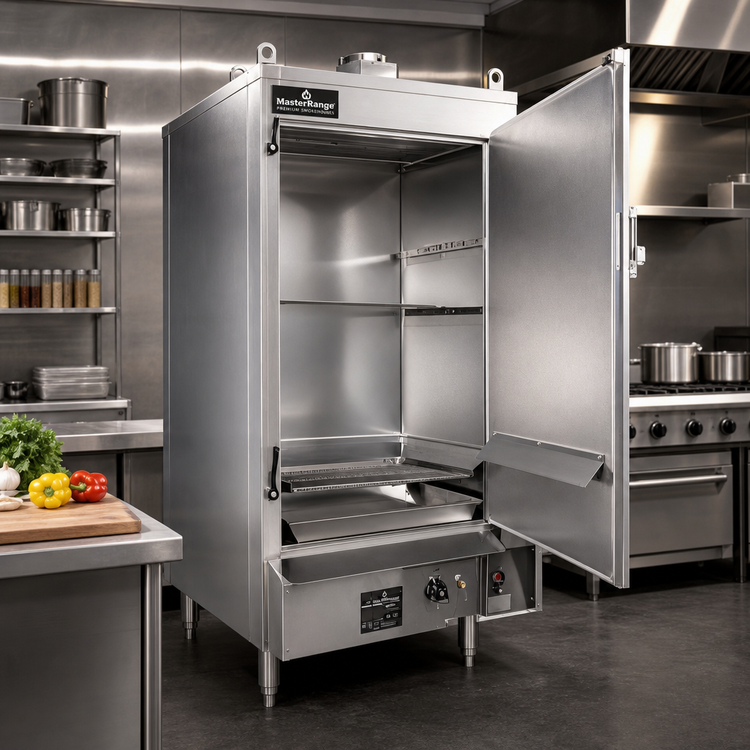 Product image #2 for MasterRange 36-Inch Propane Gas Smokehouse with Right-Hinged Door and Stainless Steel Front/Sides