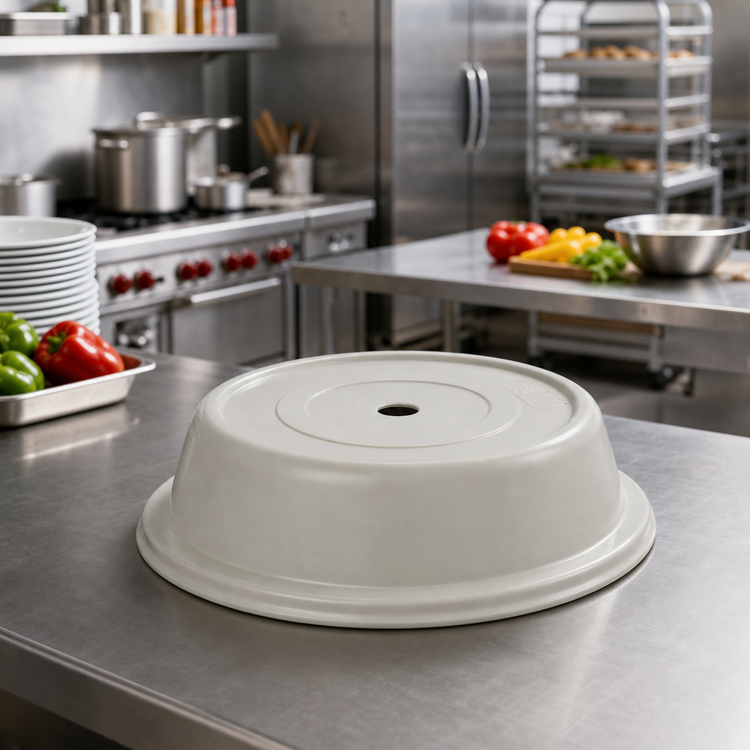Product image #3 for Cambro Versa Camcover Round Fiberglass Plate Cover, 10-5/16 Inch Inside Diameter, Antique Parchment