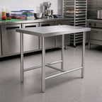 Thumbnail image #2 for Klinger's Trading HST1830 30 x 18 x 36 Inch 18-Gauge 430 Stainless Steel Work Table with Open H-Base and Turned-Down Edge