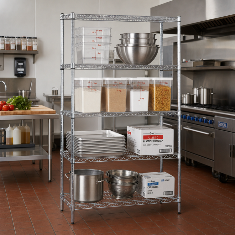 Product image #2 for Quantum 48"W x 24"D x 86"H Chrome Wire Shelving Starter Kit, 4 Shelves