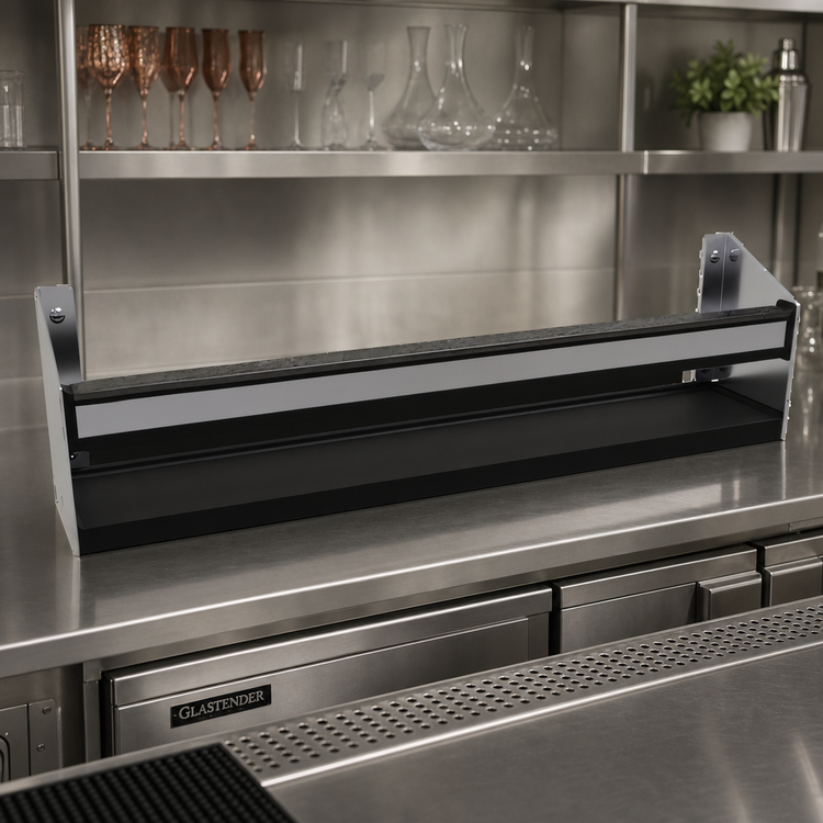 Product image #2 for Glastender 27-Inch Single Stainless Steel Speed Rail with PVC Sound-Deadening Covers