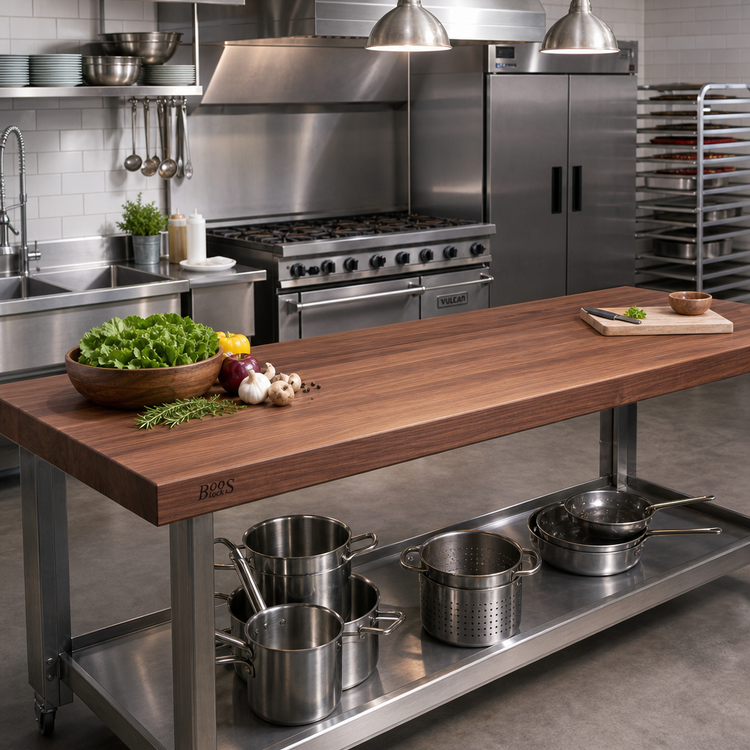 Product image #2 for John Boos Boos Block Full-Length Edge Grain American Black Walnut Kitchen Countertop, 120 x 27 x 3 Inch